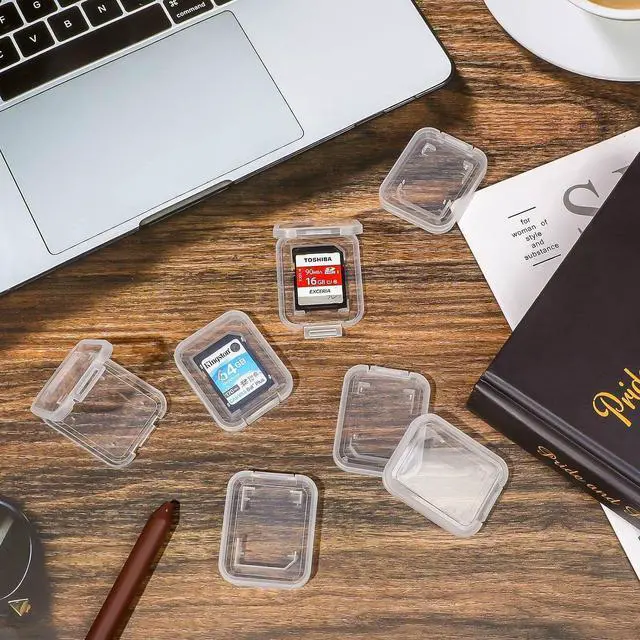 Alt view image 6 of 7 - 15Pcs SD/SDHC Memory Card Case Holder, Standard SD Plastic Storage Boxes, Clear Compact