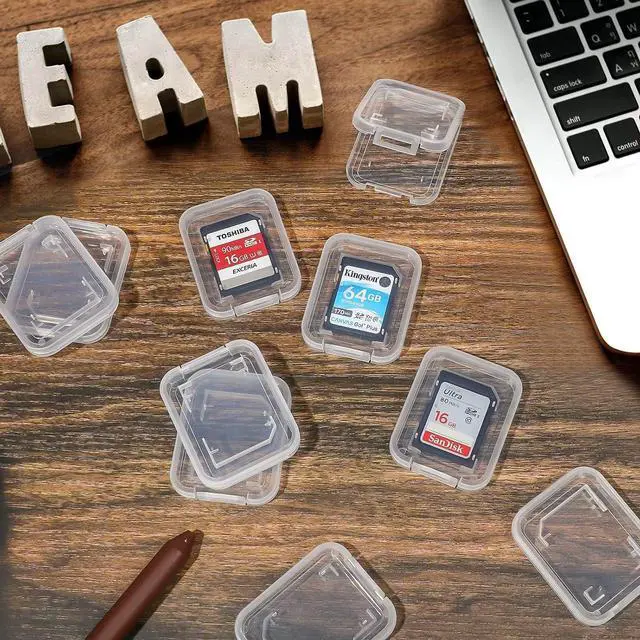 Alt view image 7 of 7 - 15Pcs SD/SDHC Memory Card Case Holder, Standard SD Plastic Storage Boxes, Clear Compact