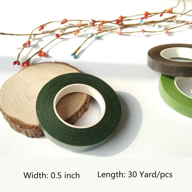 Alt view image 2 of 5 - 4 Rolls 1/2 Inch Floral Tapes Florist Wraps for Bouquet Stem and Flowers Making Craft Projects (30 Yards, Dark Green)