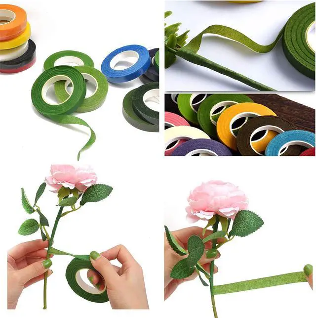 Alt view image 3 of 5 - 4 Rolls 1/2 Inch Floral Tapes Florist Wraps for Bouquet Stem and Flowers Making Craft Projects (30 Yards, Dark Green)