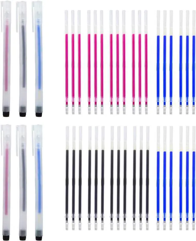 Main image of 6 Heat Erasable Pens for Fabric Markers, Fabric Marking Pens with 42 Refills for Sewing and Quilting, Heat disappearing Ink Pen for Dressmaking, Tailors Sewing Chalk Pencils