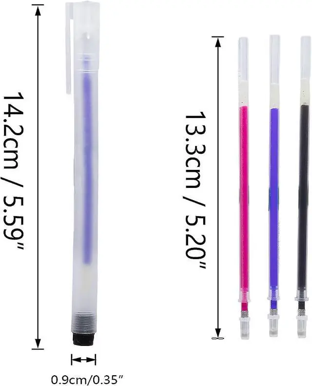 Alt view image 2 of 7 - 6 Heat Erasable Pens for Fabric Markers, Fabric Marking Pens with 42 Refills for Sewing and Quilting, Heat disappearing Ink Pen for Dressmaking, Tailors Sewing Chalk Pencils