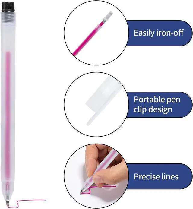 Alt view image 3 of 7 - 6 Heat Erasable Pens for Fabric Markers, Fabric Marking Pens with 42 Refills for Sewing and Quilting, Heat disappearing Ink Pen for Dressmaking, Tailors Sewing Chalk Pencils