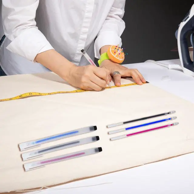 Alt view image 5 of 7 - 6 Heat Erasable Pens for Fabric Markers, Fabric Marking Pens with 42 Refills for Sewing and Quilting, Heat disappearing Ink Pen for Dressmaking, Tailors Sewing Chalk Pencils