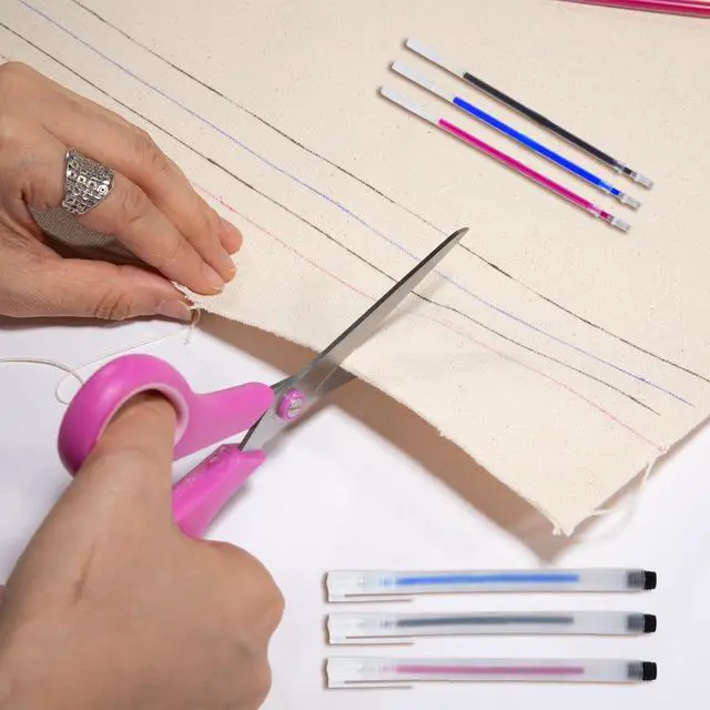 Alt view image 6 of 7 - 6 Heat Erasable Pens for Fabric Markers, Fabric Marking Pens with 42 Refills for Sewing and Quilting, Heat disappearing Ink Pen for Dressmaking, Tailors Sewing Chalk Pencils