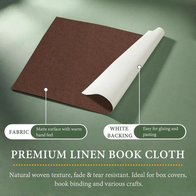 Alt view image 3 of 7 - 10 Pack Book Cloth,10x14 Inches, 5 Colors Book Binding Cloth for Book Repair, Fabric Surface and Paper Backed for Book Covering & Bookbinding Supplies (Color C)