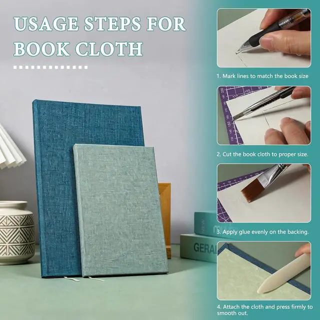 Alt view image 5 of 7 - 10 Pack Book Cloth,10x14 Inches, 5 Colors Book Binding Cloth for Book Repair, Fabric Surface and Paper Backed for Book Covering & Bookbinding Supplies (Color C)