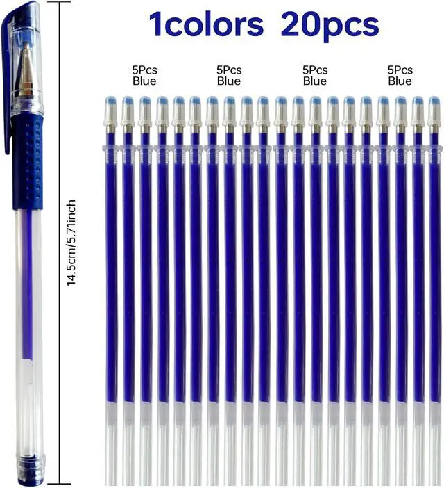 Alt view image 2 of 5 - 4 Heat-Erasable Fabric Pen Barrels with 20 blue Refills for quilting supplies, sewing supplies, embroidery, DIY crafts. (blue)