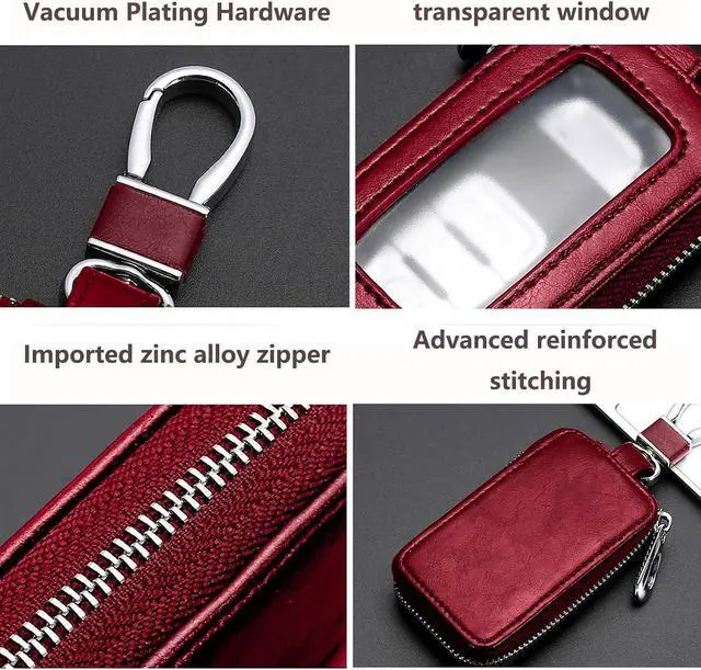 Alt view image 3 of 7 - vvag Premium Car Key Fob Case Genuine Leather Car Smart Key fob Holder Car Remote Keychain Bag Universal