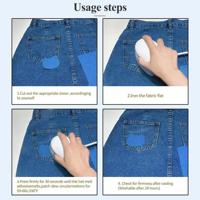 Alt view image 2 of 7 - Iron on Patches for Jeans, 3.7"x4.92",10 PCS, (Blue and Light Blue) | Iron on Patches for Clothing Repair,Fabric Sewing Denim Repair Patches, Classic Decorating for Inside Shirts, Clothes, Pants