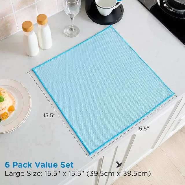 Alt view image 2 of 7 - Microfiber Cleaning Cloth for Glass Window and Car Screen | 6 Pack 15.5 x 15.5Inch White Blue Purple Lint Free Streak Free