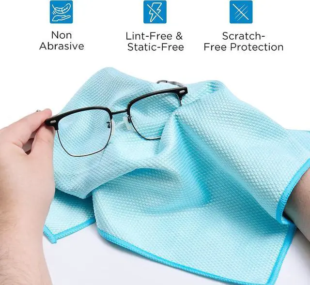 Alt view image 6 of 7 - Microfiber Cleaning Cloth for Glass Window and Car Screen | 6 Pack 15.5 x 15.5Inch White Blue Purple Lint Free Streak Free