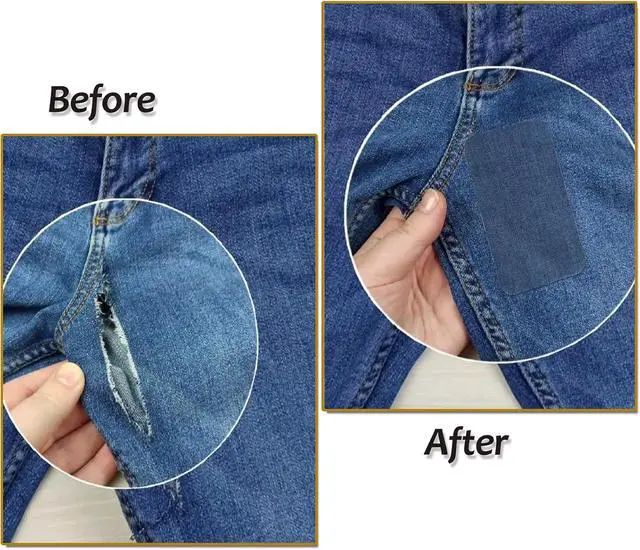 Alt view image 6 of 7 - Iron on Patches for Jeans, 3.7"x4.92",10 PCS, (Blue and Light Blue) | Iron on Patches for Clothing Repair,Fabric Sewing Denim Repair Patches, Classic Decorating for Inside Shirts, Clothes, Pants