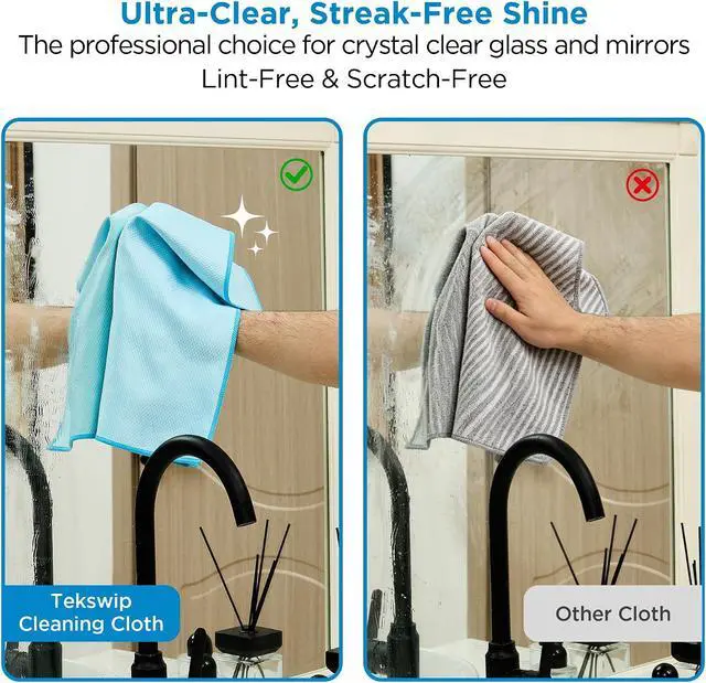 Alt view image 7 of 7 - Microfiber Cleaning Cloth for Glass Window and Car Screen | 6 Pack 15.5 x 15.5Inch White Blue Purple Lint Free Streak Free
