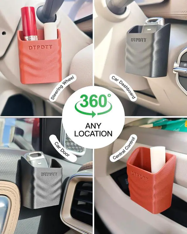 Alt view image 2 of 6 - Key Fob Holder for Car Dashboard, Chapstick Holder for Car,Garage Key Remote Mount Organizer, White Elephant Gifts for Adults,Comes with Strong Stickers (1, Black)