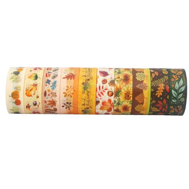 Alt view image 2 of 6 - Autumn Washi Tape Set 10 Rolls | Autumn Leaves Pumpkin Sunflower Fall Decorative Tape for Bullet Journal, Planner, DIY Arts Crafts, Scrapbooking