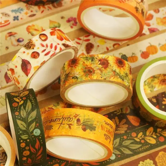 Alt view image 4 of 6 - Autumn Washi Tape Set 10 Rolls | Autumn Leaves Pumpkin Sunflower Fall Decorative Tape for Bullet Journal, Planner, DIY Arts Crafts, Scrapbooking