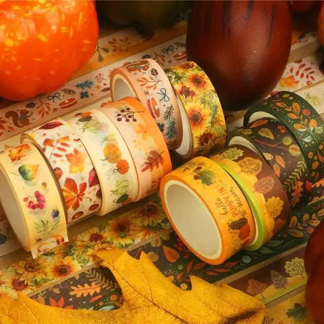 Alt view image 5 of 6 - Autumn Washi Tape Set 10 Rolls | Autumn Leaves Pumpkin Sunflower Fall Decorative Tape for Bullet Journal, Planner, DIY Arts Crafts, Scrapbooking