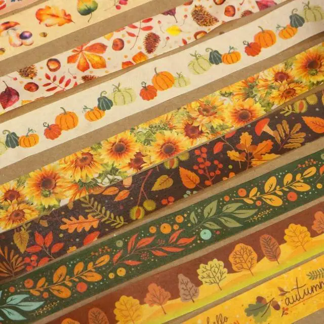 Alt view image 3 of 6 - Autumn Washi Tape Set 10 Rolls | Autumn Leaves Pumpkin Sunflower Fall Decorative Tape for Bullet Journal, Planner, DIY Arts Crafts, Scrapbooking