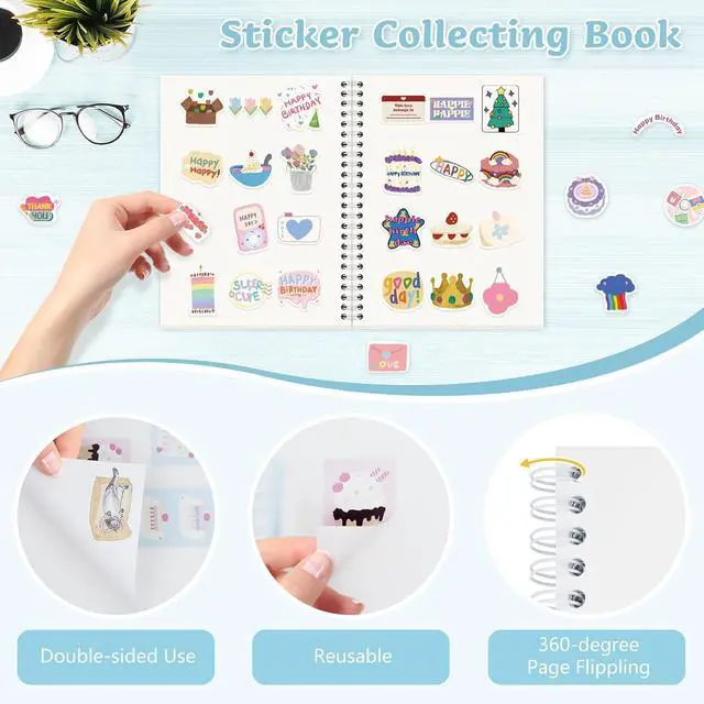Alt view image 3 of 6 - Reusable Sticker Book Collecting Album with 40 Pages (Star) | A5 Holographic Cover Sticker Storage Organizer Book Collection Holder Notebook with 40 Sheets Blank Release Paper for Adults