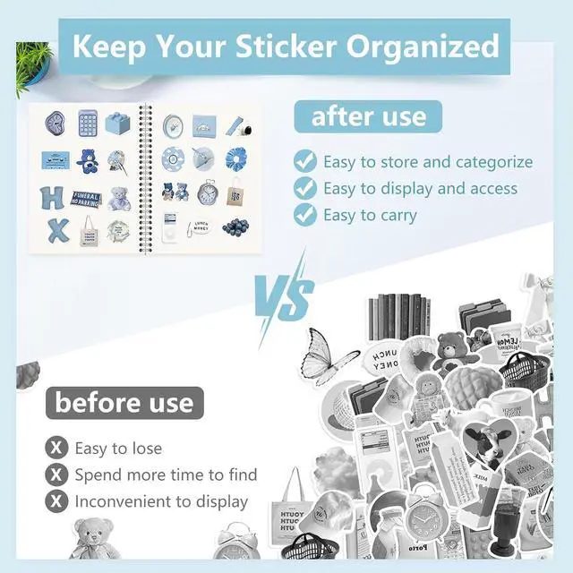 Alt view image 5 of 6 - Reusable Sticker Book Collecting Album with 40 Pages (Star) | A5 Holographic Cover Sticker Storage Organizer Book Collection Holder Notebook with 40 Sheets Blank Release Paper for Adults