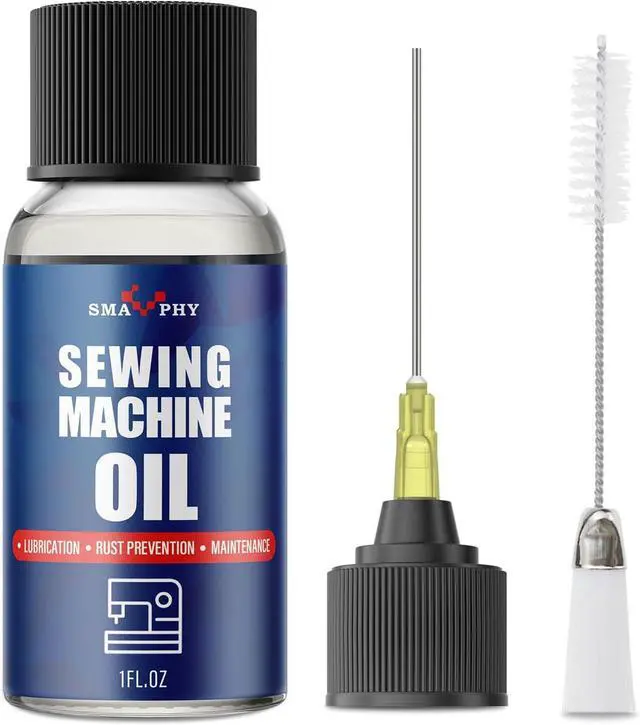Main image of Sewing Machine Oil, with Oil Applicator and Dual-Ended Brush | Clear Machine Oil for Lubrication of All Sewing Machine Moving Parts
