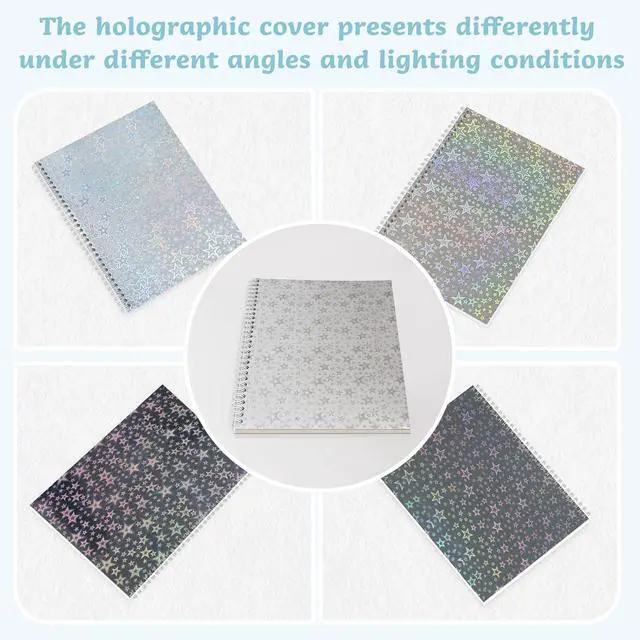 Alt view image 2 of 6 - Reusable Sticker Book Collecting Album with 40 Pages (Star) | A5 Holographic Cover Sticker Storage Organizer Book Collection Holder Notebook with 40 Sheets Blank Release Paper for Adults