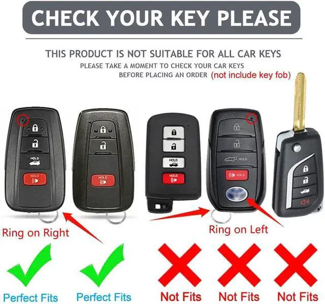 Alt view image 2 of 7 - for Toyota Camry RAV4 Key Fob Cover with Keychain,for Highlander Avalon GT86 Key Fob Case Premium Soft TPU 360 Degree Protector Holder (Balck)