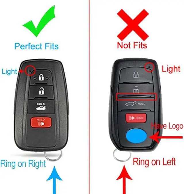 Alt view image 3 of 7 - for Toyota Camry RAV4 Key Fob Cover with Keychain,for Highlander Avalon GT86 Key Fob Case Premium Soft TPU 360 Degree Protector Holder (Balck)
