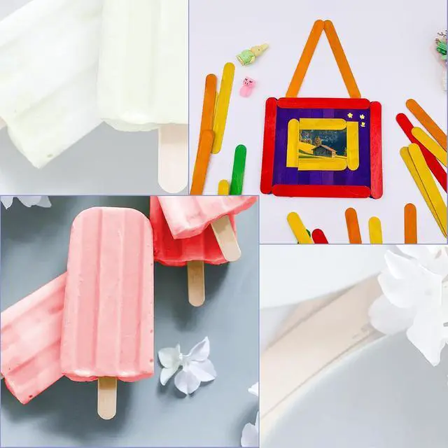 Alt view image 3 of 7 - KTOJOY 6 100 Pcs Colored Jumbo Wooden Craft Sticks Wooden Popsicle Colored Craft Sticks Stick 3/4Wide Treat Sticks Ice Pop Sticks for DIY CraftsHome Art Projects, Classroom Art Supplies