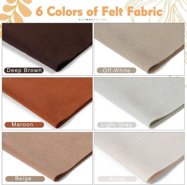 Alt view image 2 of 5 - HaoFeiJH 6 Rolls 8"x20" Soft Felt Fabric Sheets, 1.6mm Thick, Assorted Earth Tone Colors Nonwoven Felt for DIY Craft Sewing, Patchwork, and Projects