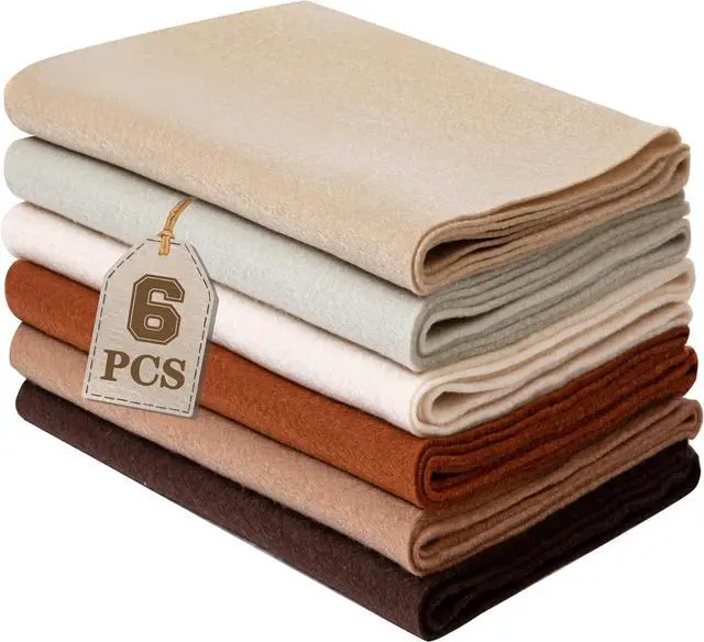 Main image of HaoFeiJH 6 Rolls 8"x20" Soft Felt Fabric Sheets, 1.6mm Thick, Assorted Earth Tone Colors Nonwoven Felt for DIY Craft Sewing, Patchwork, and Projects