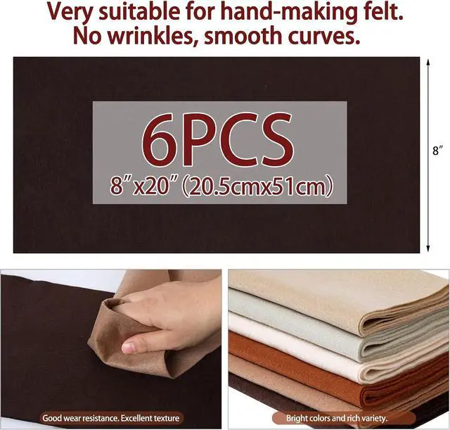 Alt view image 3 of 5 - HaoFeiJH 6 Rolls 8"x20" Soft Felt Fabric Sheets, 1.6mm Thick, Assorted Earth Tone Colors Nonwoven Felt for DIY Craft Sewing, Patchwork, and Projects