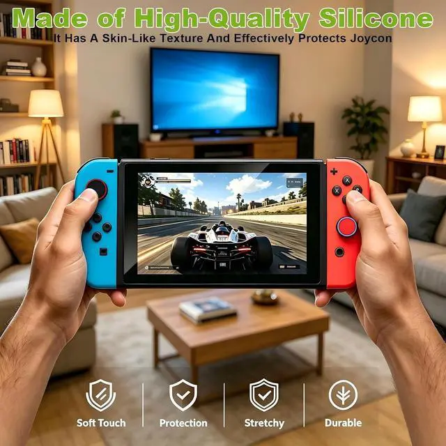 Alt view image 5 of 6 - 20PCS Switch Joystick Caps Bundle, Skin-Like Buttery Soft Ergonomic Odorless Silicone Thumb Grips, Anti-Slip Sweatproof Glow&Cat Paw Analog Stick Covers for Switch/OLED/Lite/NS