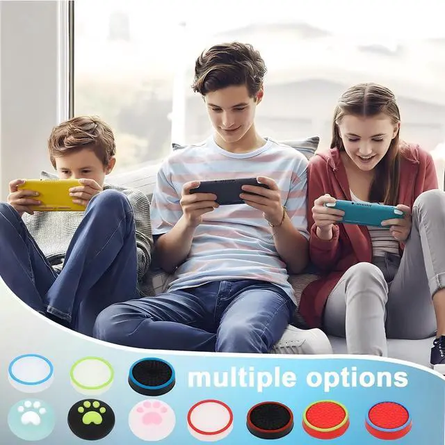 Alt view image 6 of 6 - 20PCS Switch Joystick Caps Bundle, Skin-Like Buttery Soft Ergonomic Odorless Silicone Thumb Grips, Anti-Slip Sweatproof Glow&Cat Paw Analog Stick Covers for Switch/OLED/Lite/NS