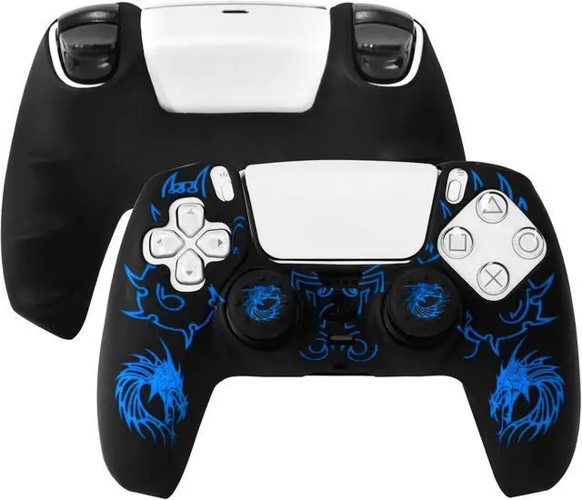 Alt view image 4 of 7 - PS5 Controller Silicone Cover with Laser-Engraved Dragon Design - Non-Slip Grip Skin + 2 Dragon Thumbstick Caps | Stylish Protective Case for PlayStation 5 Controller