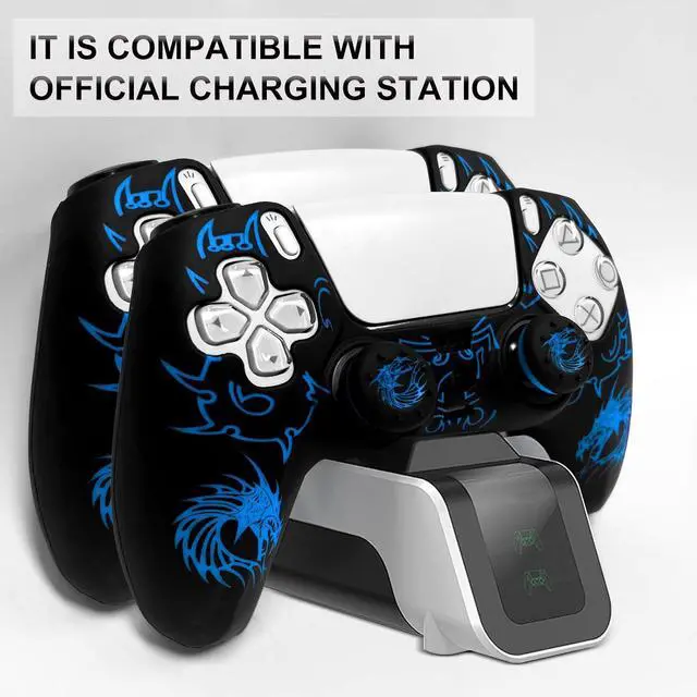 Alt view image 7 of 7 - PS5 Controller Silicone Cover with Laser-Engraved Dragon Design - Non-Slip Grip Skin + 2 Dragon Thumbstick Caps | Stylish Protective Case for PlayStation 5 Controller