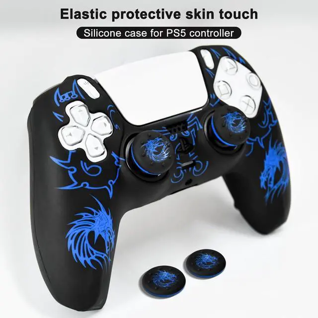 Alt view image 6 of 7 - PS5 Controller Silicone Cover with Laser-Engraved Dragon Design - Non-Slip Grip Skin + 2 Dragon Thumbstick Caps | Stylish Protective Case for PlayStation 5 Controller