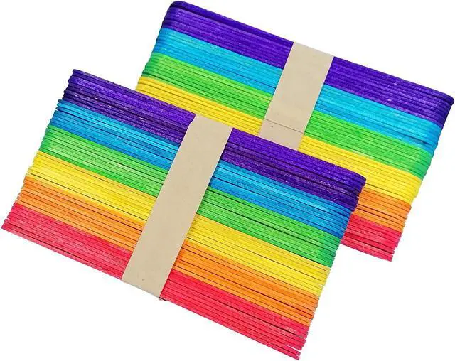 Alt view image 2 of 7 - KTOJOY 6 100 Pcs Colored Jumbo Wooden Craft Sticks Wooden Popsicle Colored Craft Sticks Stick 3/4Wide Treat Sticks Ice Pop Sticks for DIY CraftsHome Art Projects, Classroom Art Supplies
