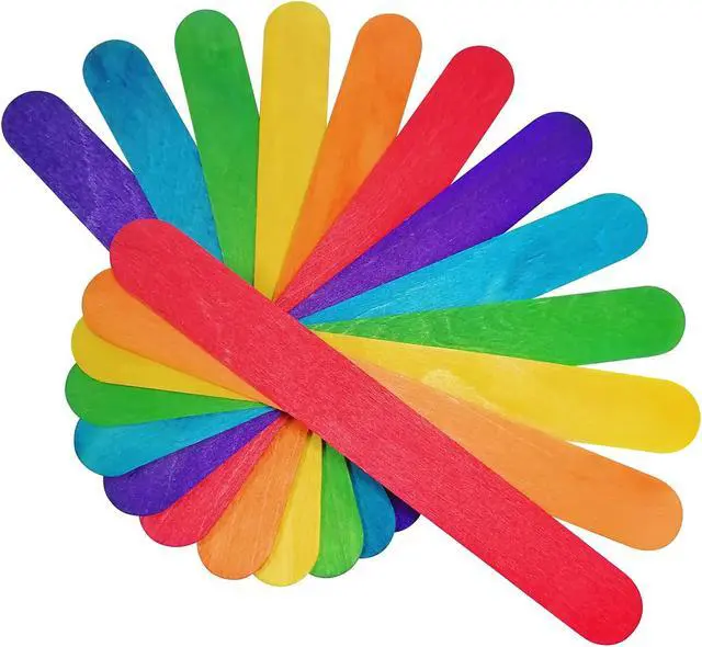 Alt view image 4 of 7 - KTOJOY 6 100 Pcs Colored Jumbo Wooden Craft Sticks Wooden Popsicle Colored Craft Sticks Stick 3/4Wide Treat Sticks Ice Pop Sticks for DIY CraftsHome Art Projects, Classroom Art Supplies
