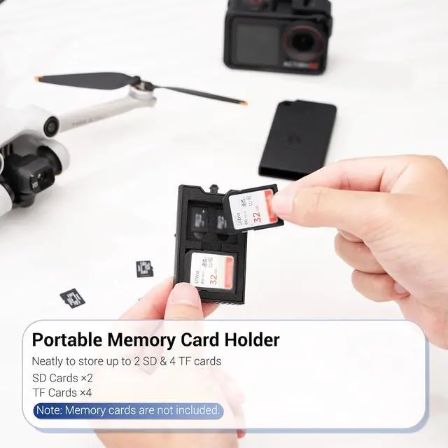 Alt view image 2 of 7 - Pop-up Small Memory Card Case Holder for 2 SD SDHC SDXC Cards & 4 TF MicroSD MSD Cards with Carabiner, Portable Anti-Shock Splash-Proof Micro SD Card Case Storage Protector Organizer Keeper Container