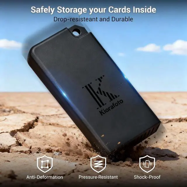Alt view image 5 of 7 - Pop-up Small Memory Card Case Holder for 2 SD SDHC SDXC Cards & 4 TF MicroSD MSD Cards with Carabiner, Portable Anti-Shock Splash-Proof Micro SD Card Case Storage Protector Organizer Keeper Container