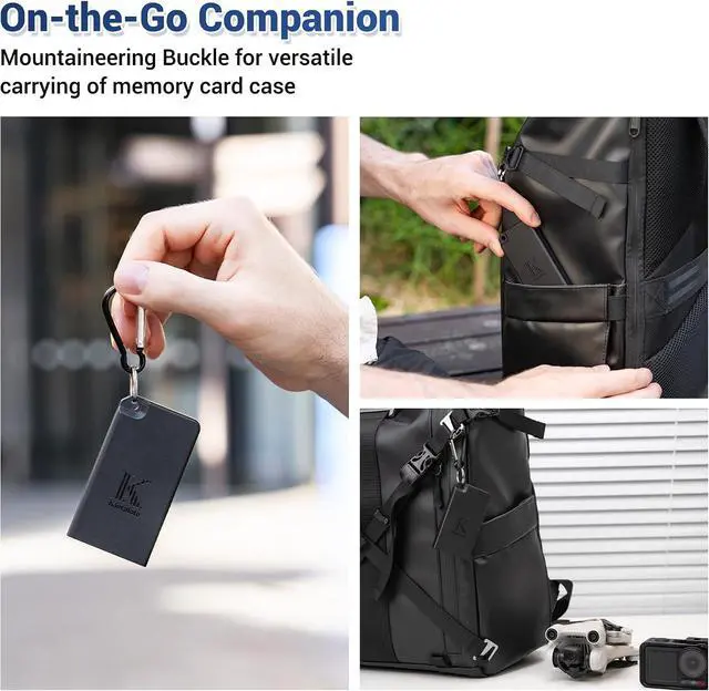 Alt view image 6 of 7 - Pop-up Small Memory Card Case Holder for 2 SD SDHC SDXC Cards & 4 TF MicroSD MSD Cards with Carabiner, Portable Anti-Shock Splash-Proof Micro SD Card Case Storage Protector Organizer Keeper Container
