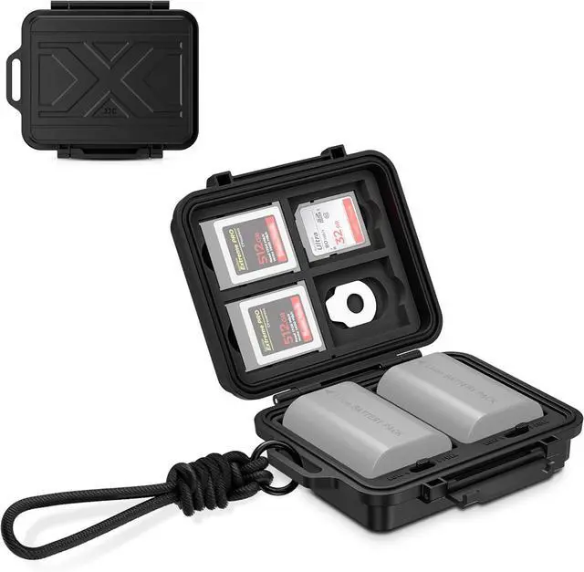 Main image of JJC Portable Camera Battery Memory Card Storage Case for 3 SD Card,4 CFexpress Type-B/XQD Cards,2 Camera Batteries,Compact Cameras Battery Holder Box for Nikon EN-EL15