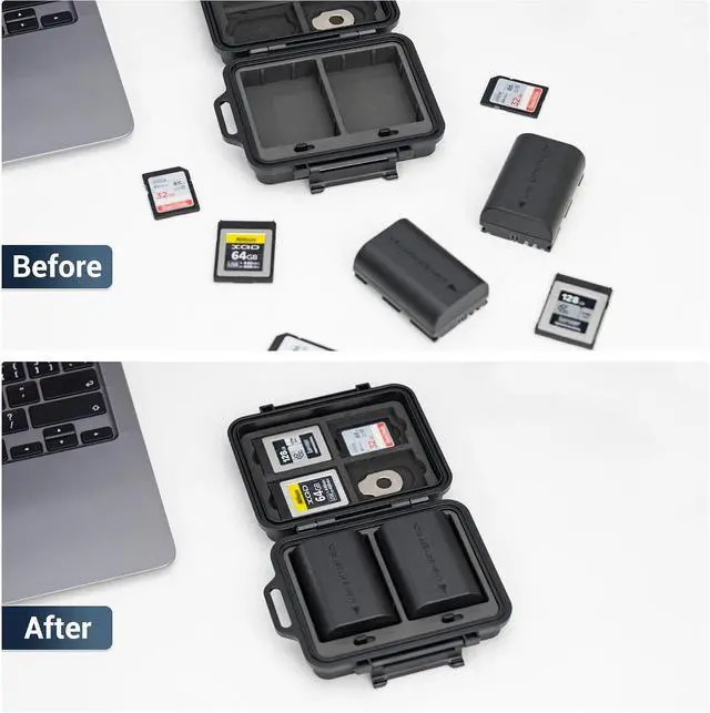 Alt view image 7 of 7 - JJC Portable Camera Battery Memory Card Storage Case for 3 SD Card,4 CFexpress Type-B/XQD Cards,2 Camera Batteries,Compact Cameras Battery Holder Box for Nikon EN-EL15