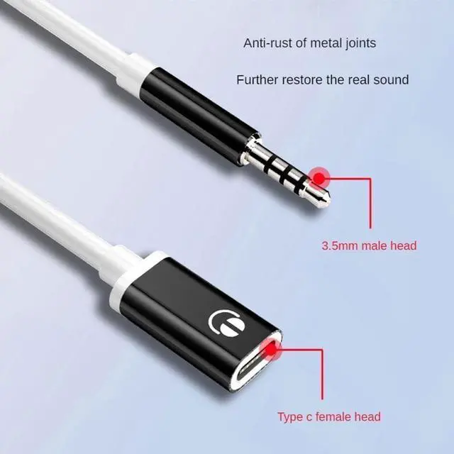 Alt view image 7 of 7 - 3.5mm Male to USB C Female Audio Adapter, Zenarao Only Analog Audio Aux Jack Cable for Smartphone Laptop Tablet MP3 Silver for Analog-only Type-C Ports