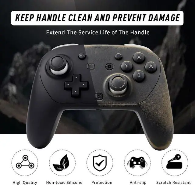 Alt view image 2 of 7 - RALAN Controller Skin with 6 Thumb Grips for Switch 2 Pro Controller, Anti-Slip Silicone Controller Cover Protector Case