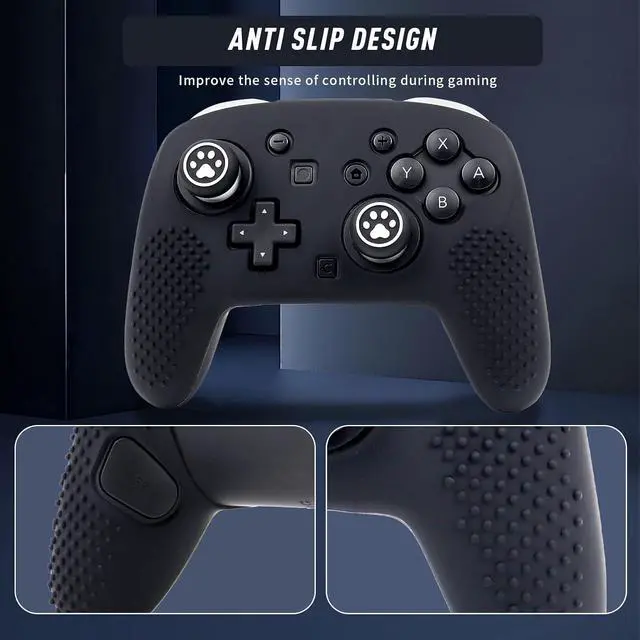 Alt view image 4 of 7 - RALAN Controller Skin with 6 Thumb Grips for Switch 2 Pro Controller, Anti-Slip Silicone Controller Cover Protector Case