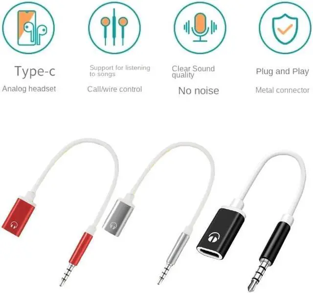 Alt view image 4 of 7 - 3.5mm Male to USB C Female Audio Adapter, Zenarao Only Analog Audio Aux Jack Cable for Smartphone Laptop Tablet MP3 Silver for Analog-only Type-C Ports