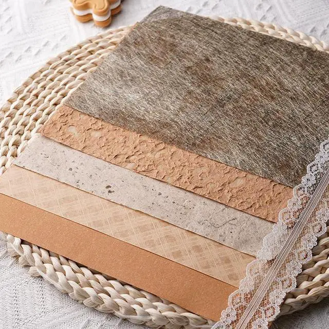 Alt view image 4 of 7 - 15Pcs Handmade Scrapbook Art Paper Craft Textured Paper Colorful A5 sheet Mesh Special Mix for Scrapbooking Junk Journal Journaling Supplies DIY Materials,5.8x8.2 inches (Brown)